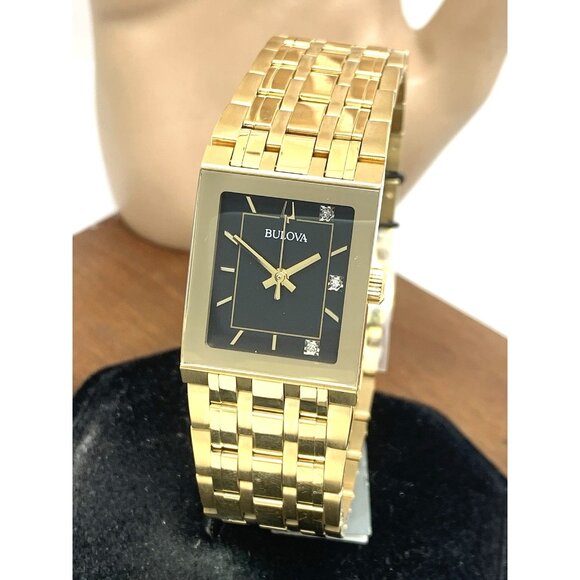 Bulova Women's Watch 97P167 Quadra Marc Anthony Quartz Diamond Gold Steel Tank - Picture 1 of 14